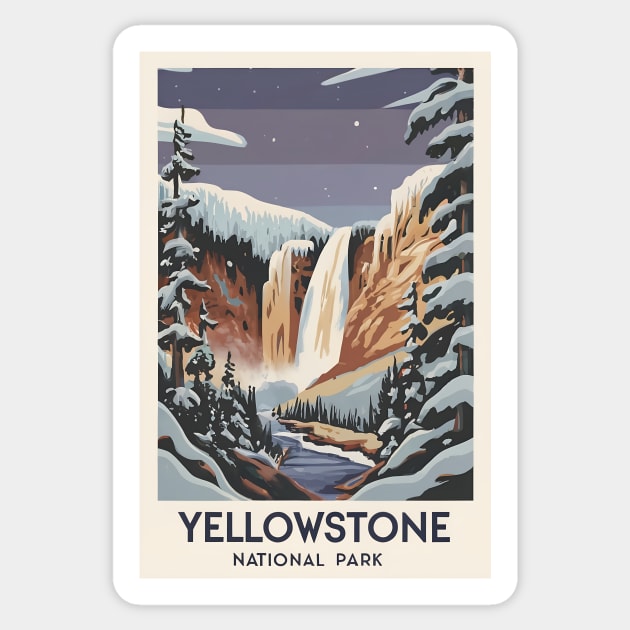 Yellowstone National Park Vintage Poster Sticker by GreenMary Design